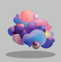 Trendy Colorful Abstract 3D Liquid Shape Isolated Illustration with Dynamic Effect Kid doodle graphic element, wave modern style vector