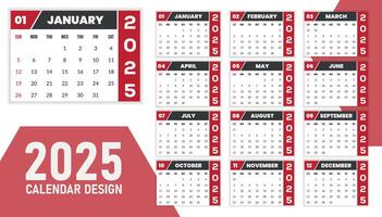Minimalist Desk Calendar 2025 Design. Use for multipurpose. Business Annual Design. illustration editable file vector