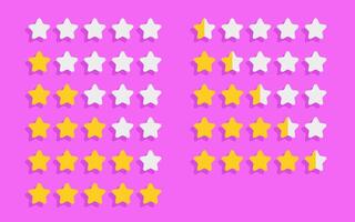 illustration of a rating system with stars. Success symbol for business apps, representing grades and user evaluations. Stars rank icons with shadow on pink background. vector