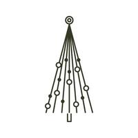 outline Christmas tree doodle. A sleek fir drawing with subtle ornamentation, perfect for abstract seasonal illustrations or modern designs. vector