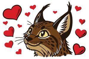 Create a Funny Loving Lynx Head on a White Background Digital Art Tutorial vector