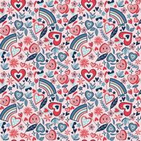 hand drawn funny seamlees pattern with different hearts vector