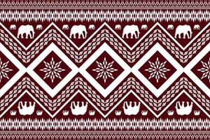 Geometric ethnic patterns design on red background vector