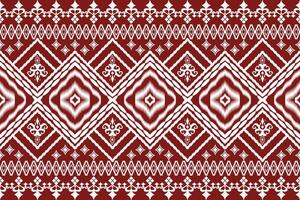Geometric ethnic design on red background vector
