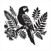Graphic artwork of a cartoon parrot On a white background, isolated vector