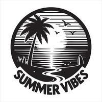 An island in the sea with palm trees Illustration in black and white vector