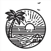One continuous line drawing of a palm tree on an island Graphic Illustration of Tropical Desert Island Landscape Design vector