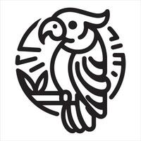 A black graphic of a parrot soaring with its wings spread wide and its tail feathers trailing vector