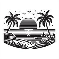 An illustration of palm trees in black and white vector