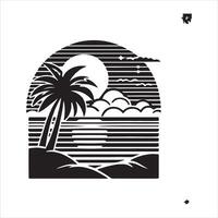 Drawing of a Summer Vacation Hammock on a Palm Beach vector