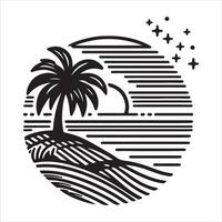 Pro Graphic line art drawing of a beach vector