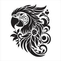 fileAn intricate illustration of a parrot with its wings extended vector