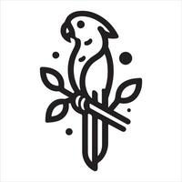 A simple silhouette of a black and white parrot on a white background vector