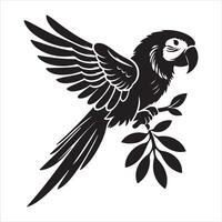 An lonely, colorful parrot on a white background Graphic illustration created by hand vector