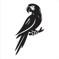 Macaw Bird Square Icon in Black and White vector