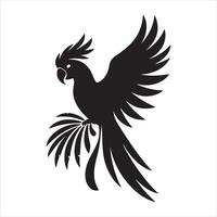 An illustration of a parrot's silhouette on a branch vector
