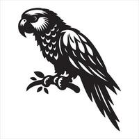 silhouette of a parrot. Graphic design of a parrot. Black and white parrot logo and symbol. vector