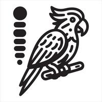 Silhouette of Sitting Parrot Illustrations and graphic design with a white background and black silhouette vector