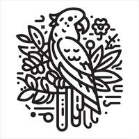 An illustration of a parrot against a white and black backdrop vector