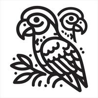 An intricate depiction of a parrot extending its wings while in flight vector