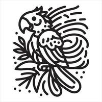 A bird perched on a leaf-covered branch vector