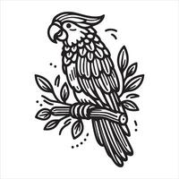 One of the two birds perched atop a tree has the words birds written on a black backdrop. vector
