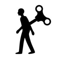 Silhouette of a person walking with a wind-up key in his back vector