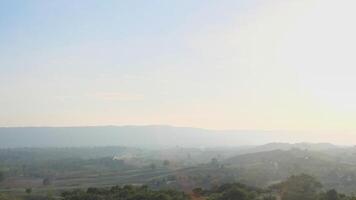 Hill and mountain with blue sky and sunrise time photo