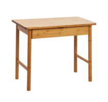 Simple sleek bamboo desk with sturdy legs image isolated transparent, . Functional eco-friendly furniture cut out . Modern workspace table cutout element object photography png