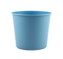 Light blue plastic wastebasket with smooth finish image isolated transparent. Simple functional office container cut out . Practical home storage cutout object photography png