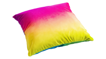 Soft pillow with gradient multicolor design image isolated transparent, . Modern eclectic cushion decor cut out . Stylish home accessory cutout element object photography png