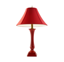 Classic red table lamp with fluted base and brass accents image isolated transparent. Timeless home decor cut out . Elegant lighting cutout element object photography png