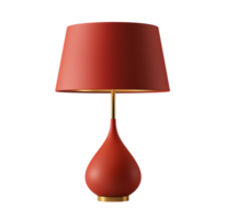 Modern red table lamp with teardrop base image isolated transparent, . Stylish bedside lamp with lampshade cut out . Home lighting decor cutout element object photography png