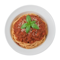 Delicious Spaghetti with Tomato Sauce and Basil Garnish on Transparent Background png