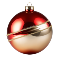 Red and Gold Christmas Ornament with Glitter, Isolated on Transparent Background, High-Resolution Stock Image png