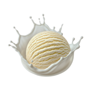 A Scoop of Vanilla Ice Cream Surrounded by a Splash of Milk png