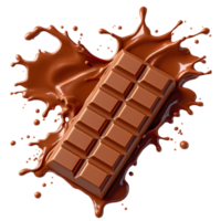 A Vibrant Milk Chocolate Bar with a Dynamic Chocolate Splash png