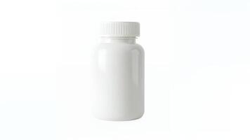 Blank white bottle with a screw-on cap on a light background photo
