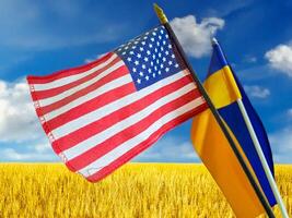 flags of the USA, Ukraine. as a symbol of mutual trust. commonwealth of nations photo