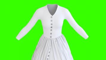 open button double layer dress with green background photo