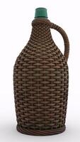 wicker bottle with white background photo