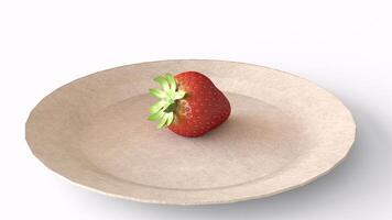strawberry in plate with white background photo