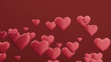 Heart shape motion background for valentine day, 3d rendering video