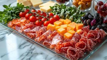 Colorful Cheese and Salami Platter Arrangement photo