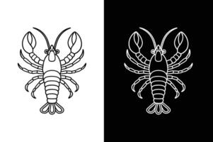 Stylish Lobster Line Art. Iconic Symbols for Design vector