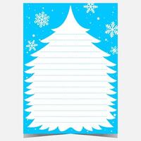 Christmas letter to Santa or wish list template with empty Ines on a Christmas tree background with snowflakes. blank document to fill out by children during winter holidays. vector