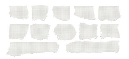 Set of torn paper sheets in chequered, different shapes. scraps of paper for social networks banners. vector