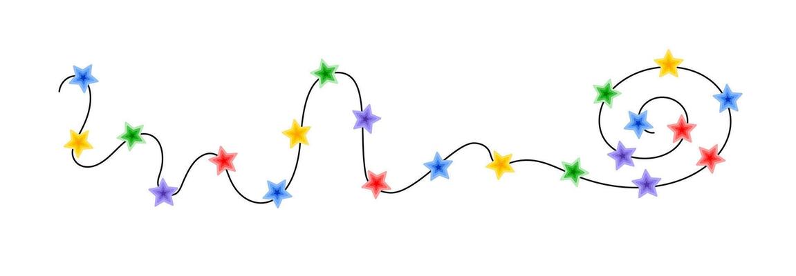 Christmas festive lights curly string garland with stars