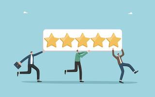 Men running with sign with a five star rating vector