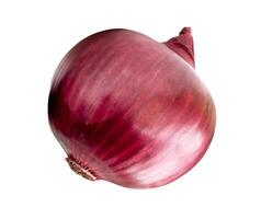 Top view of big red or purple onion bulb isolated on white background with clipping path photo